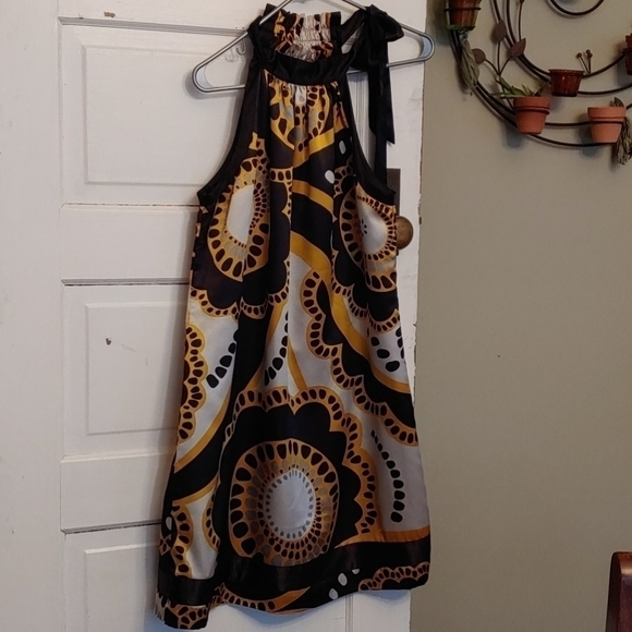Halter Retro Print Patterned Summer Dress with Side Neck Tie Size Medium - Picture 1 of 5